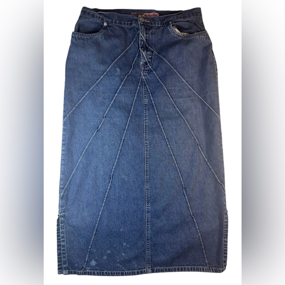 Me and You Dresses & Skirts - Vintage Me and You Skirt Womens‎ Large Blue Denim Long Distressed Y2K 90s Style